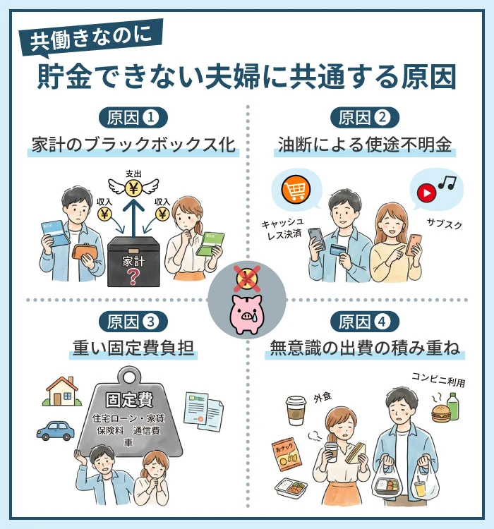 共働きなのに貯金できない夫婦に共通する原因